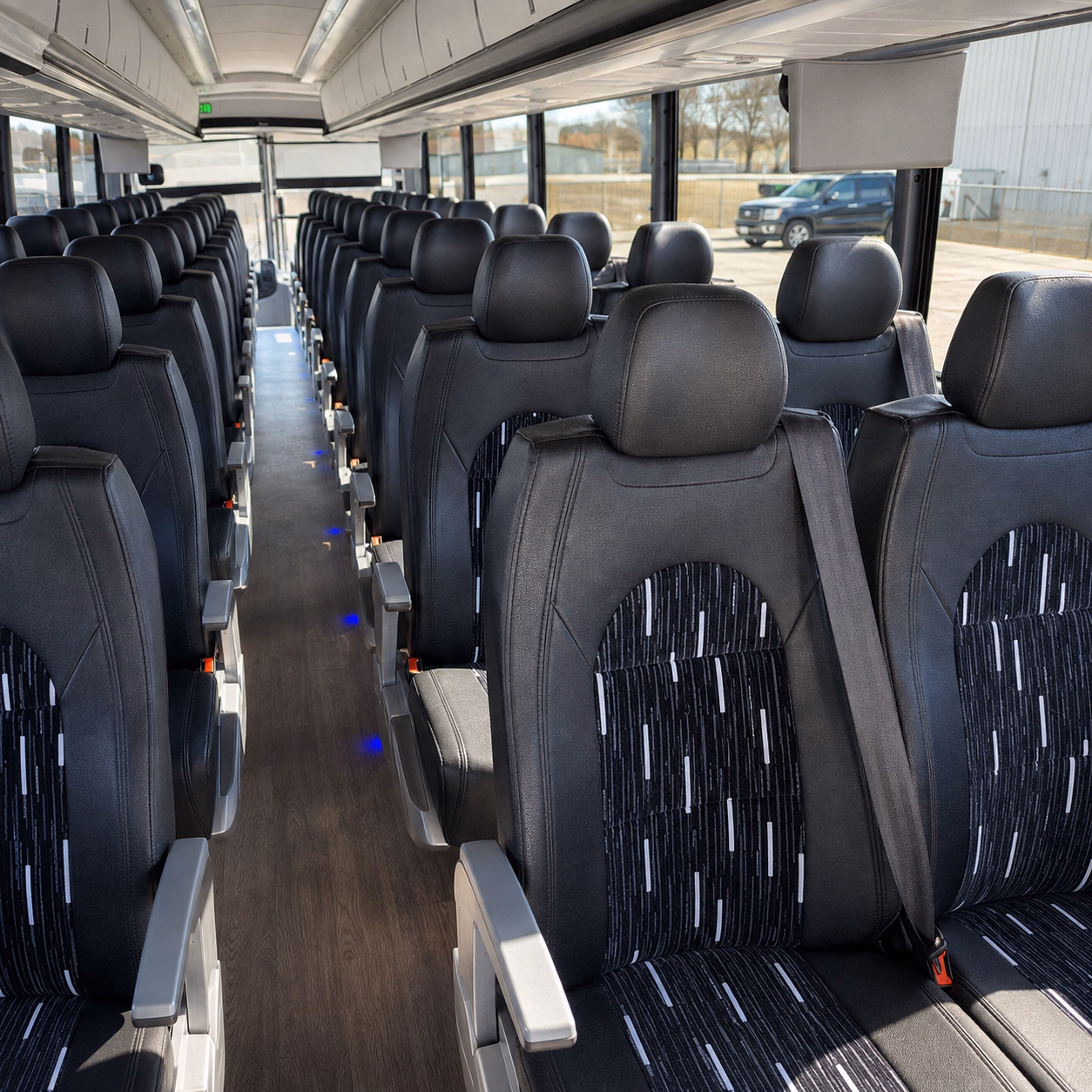 56 passenger charter bus interior