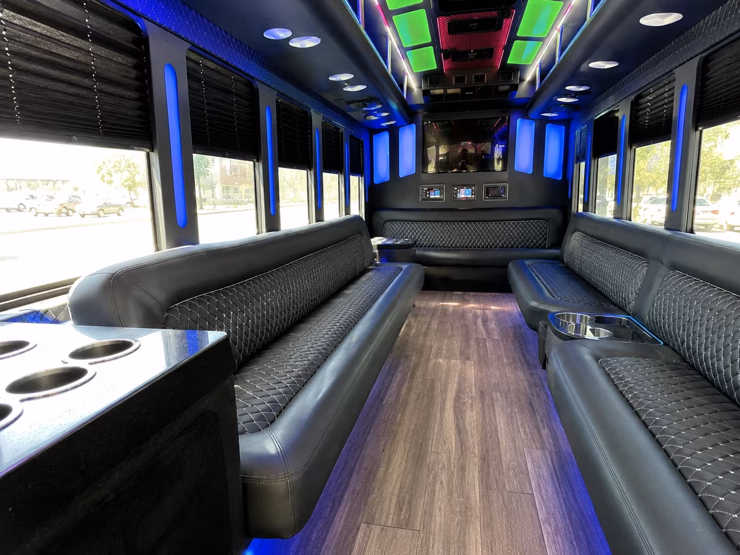 waterbury 15 passenger party bus inside