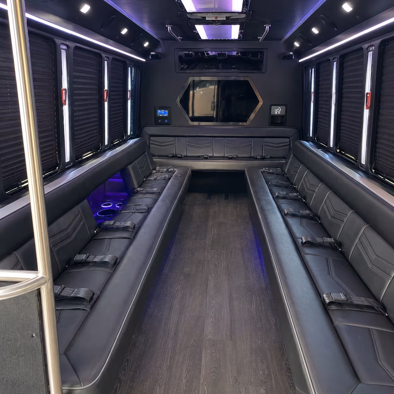 waterbury 18 passenger party bus interior