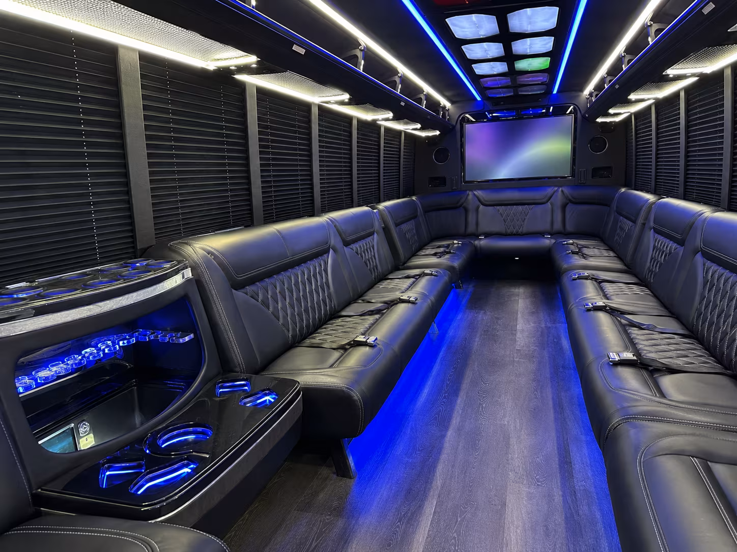 waterbury 20 passenger party bus inside