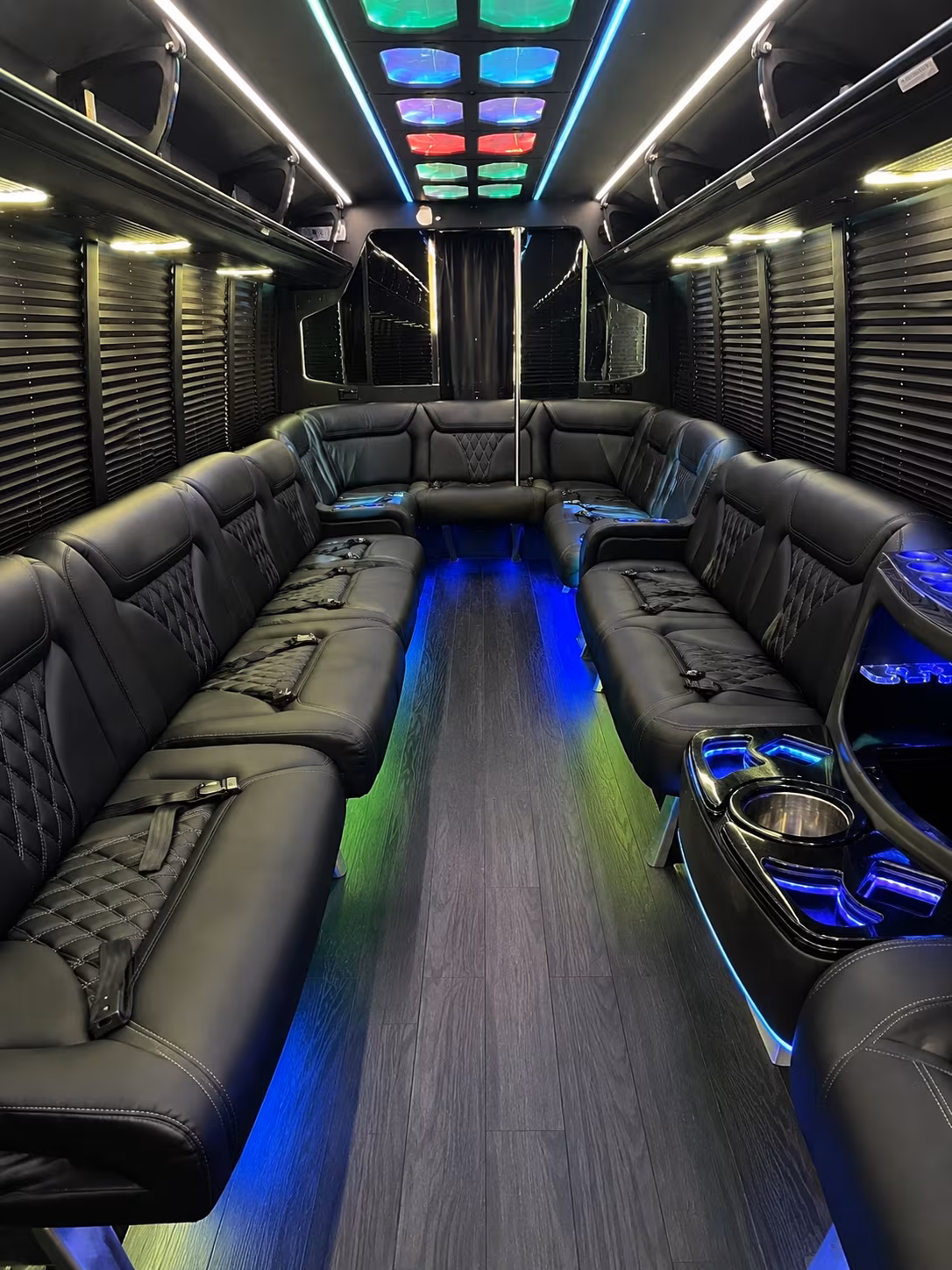 waterbury 20 passenger party bus interior