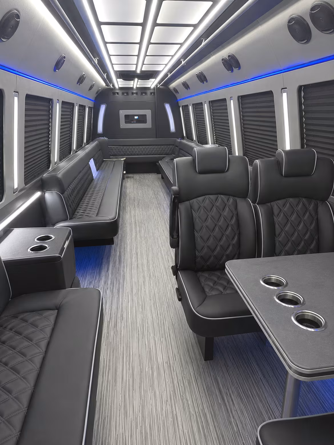 waterbury 25 passenger party bus inside