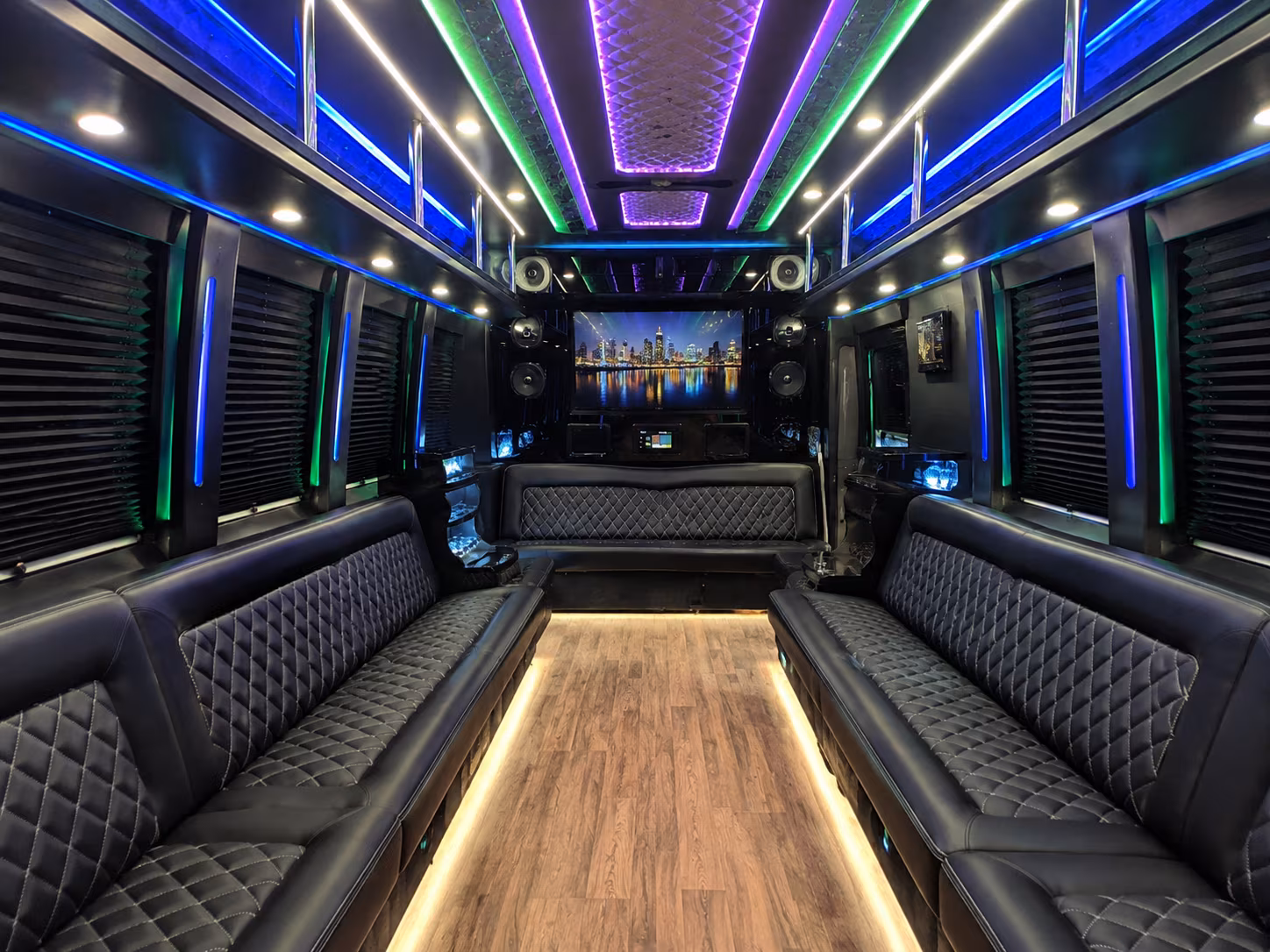 waterbury 25 passenger party bus interior