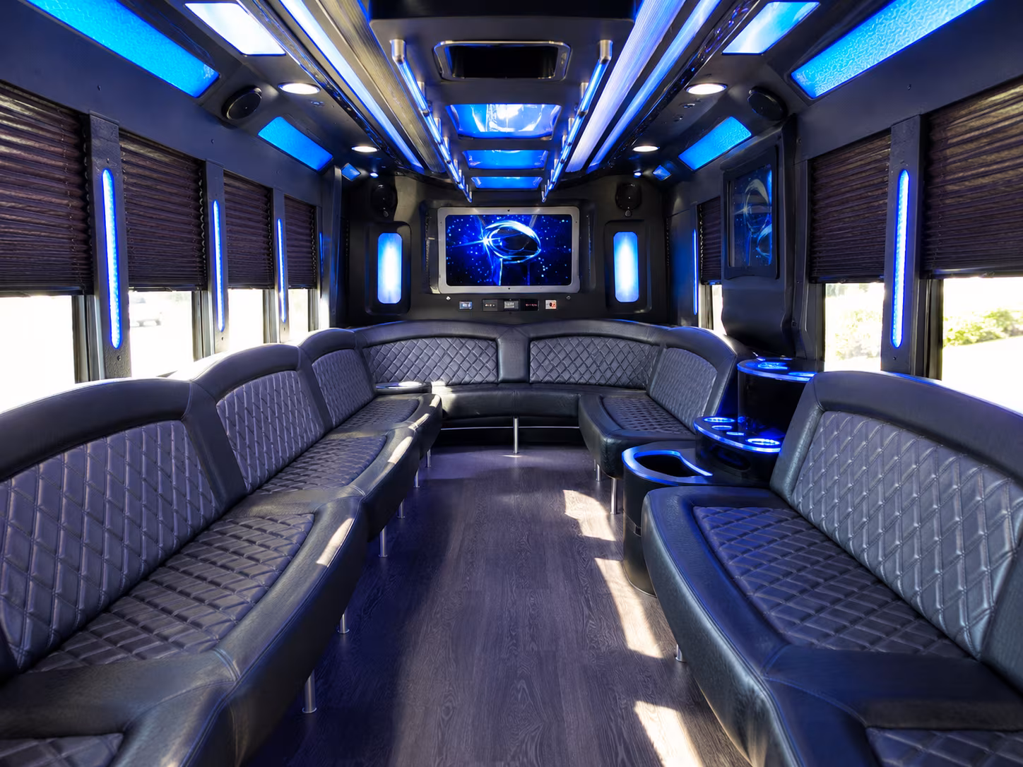 waterbury 28 passenger party bus inside
