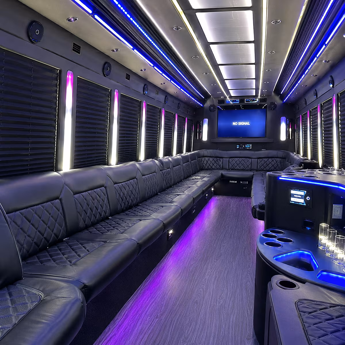 waterbury 30 passenger party bus inside