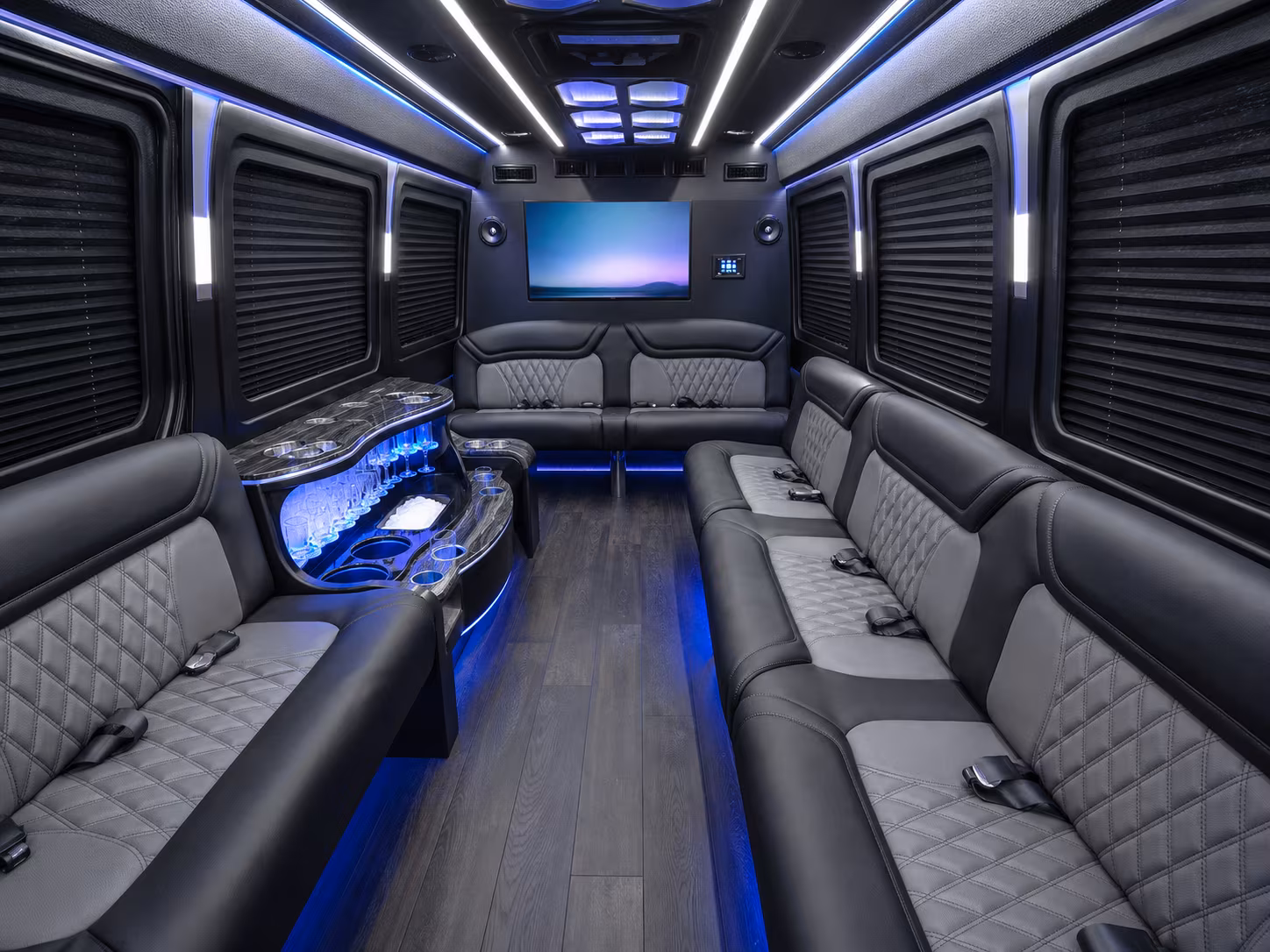waterbury 30 passenger party bus interior