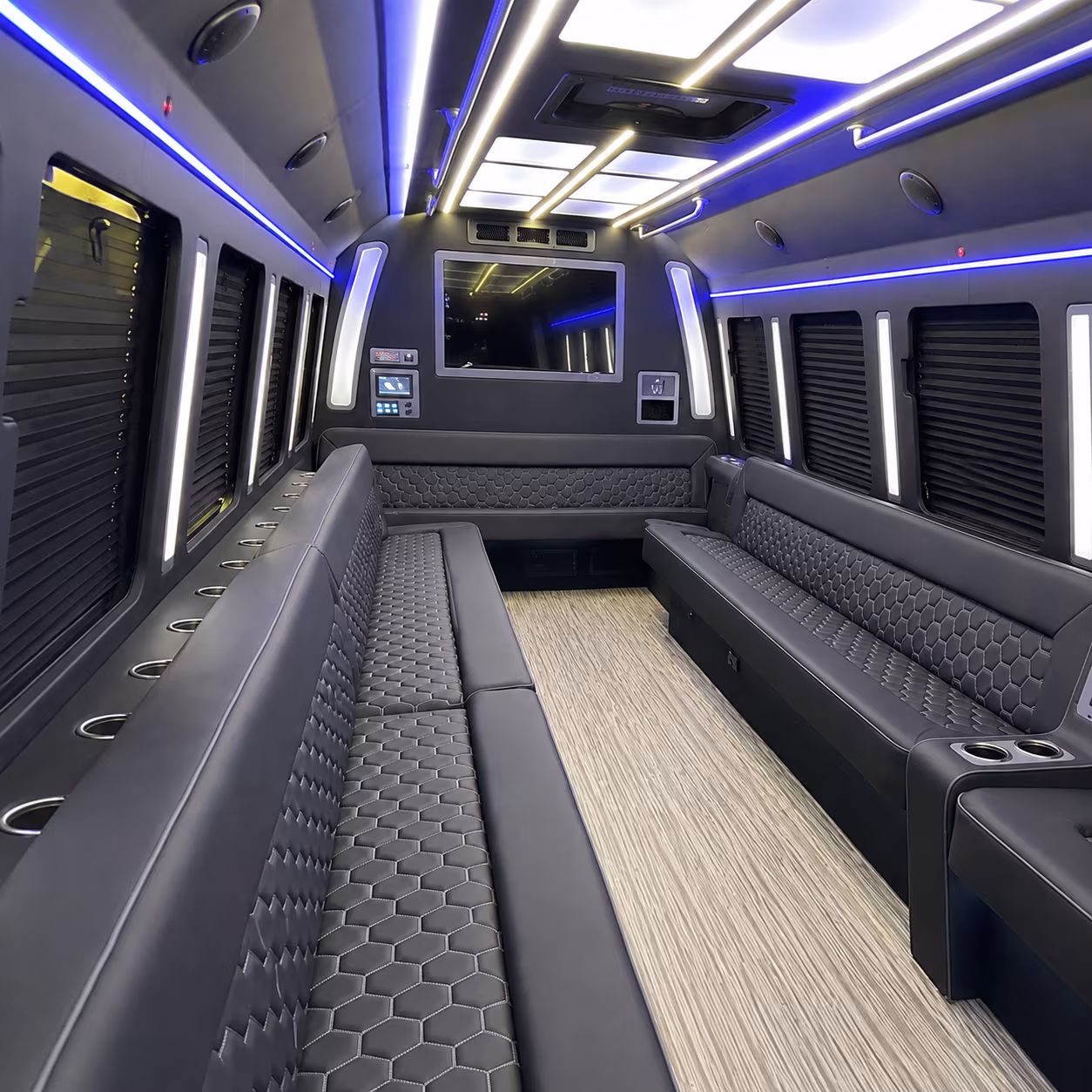 waterbury 40 passenger party bus inside