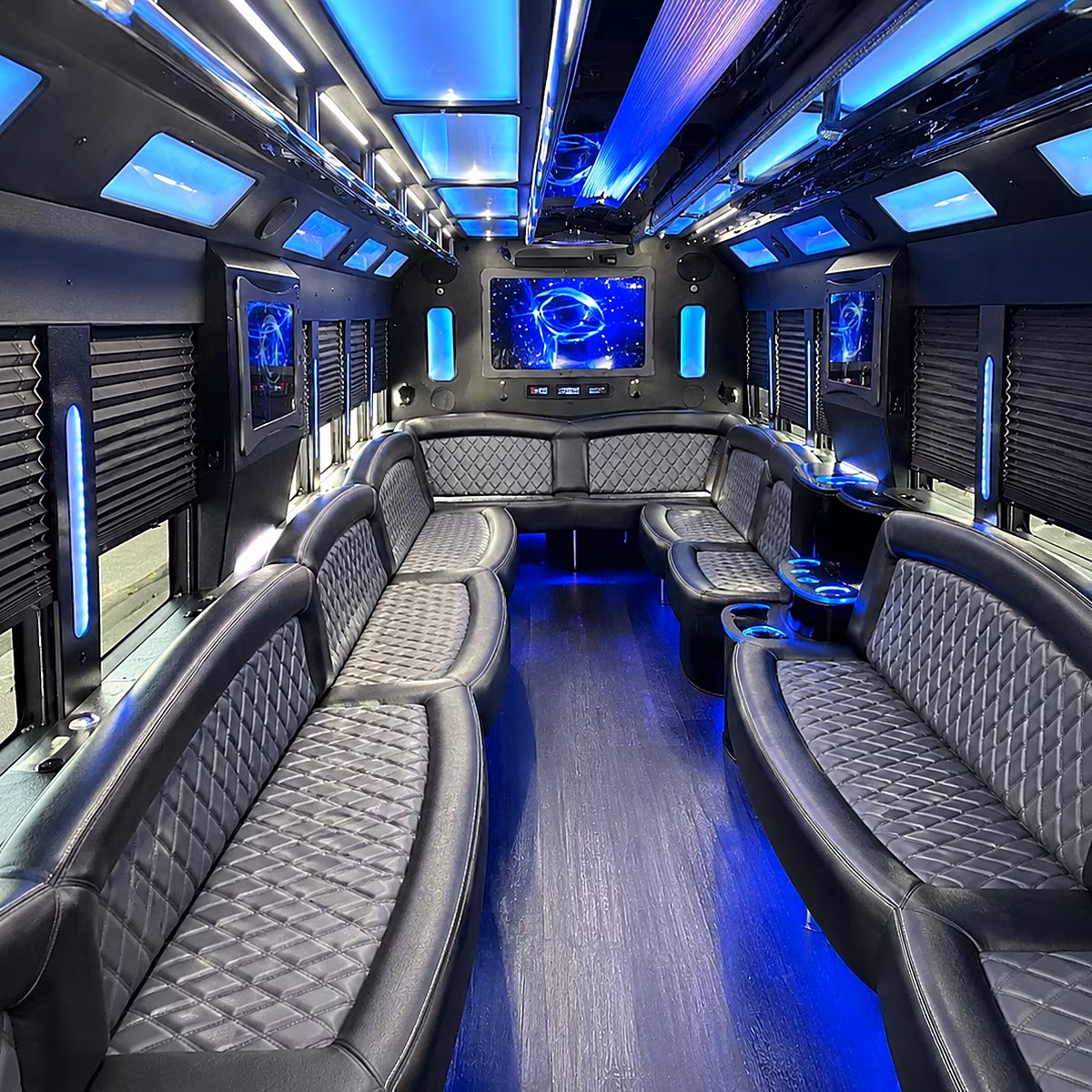 waterbury 50 passenger party bus interior