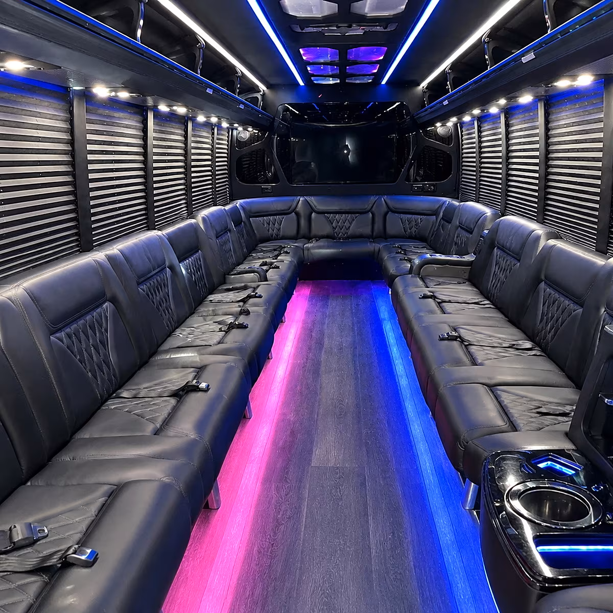 waterbury party bus rental interior